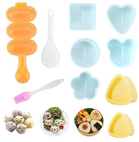 Gpurplebud Onigiri Form Set 10-teilig – Reisbällchen Former, Onigiri Maker, Dreieckige Reisform, Sushi Form für Mittagessen, Bento und Heimwerken