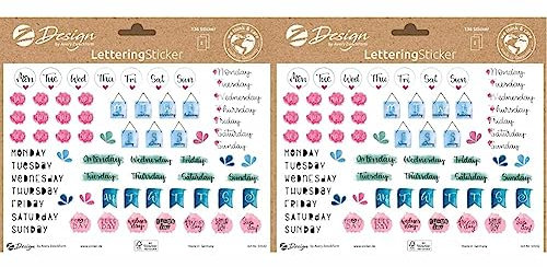 AVERY Zweckform Dekosticker 136 Aufkleber Wochentage und Monate (Sticker auf A5 Bogen, für Bullet Journal, Tagebuch, Familienkalender, Tagesplaner, Geschenke, mit Silbereffekt) 54542, Packung mit 2