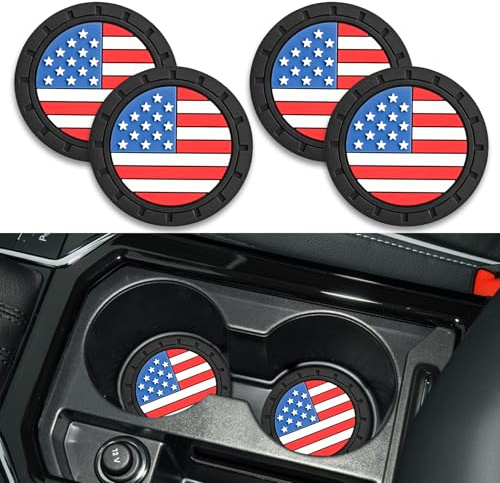 Auto Becherhalter Untersetzer, rutschfeste Auto Getränkehalter, 2,75 Zoll US Flagge Getränkehalter, Fahrzeug Getränkehalter Einsatz Untersetzer, rutschfeste Silikon Auto Cup Coaster, Universal Car