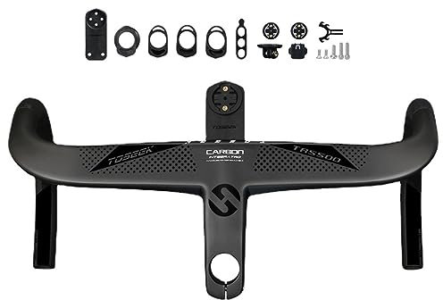 ZCXBHD Carbon Lenker Rennrad Internes Routing 360/380/400/420/440mm Integriert Fahrrad Lenker Rennrad 28.6mm Drop Bars Fahrradvorbau Länge 70/80/90/100/110/120mm (Color : Black, Size : 420mm*90mm)