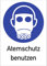 Dreifke® Kunststoff-Schild Atemschutz benutzen, 21x29,7cm (BxH), 1 Stück, Gebotszeichen (M017) gem. ISO 7010 mit Text: