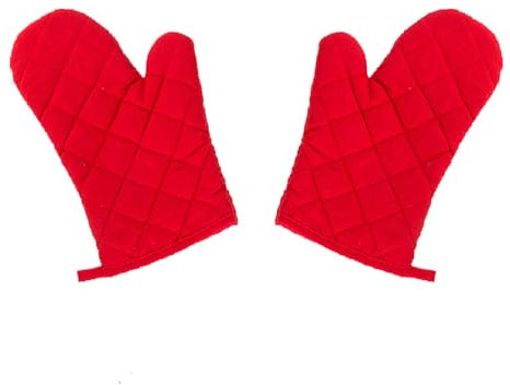 tooloflife 2 guantes de horno, resistentes al calor, guantes de cocina para hornear con lazo para colgar, guantes de cocina antideslizantes para asar pizza en el microondas, color rojo