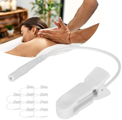 Tens Machine Ear Clip, 10pcs 2.0mm Ear Clip Electrode Wire Connecting Cable for Digital TENS Massage Machine to Promote Blood Circulation