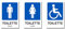 3 Adesivi Toilette: Uomo - Donna - Disabili, in vinile morbido, Targhette adesive bagno, cartelli Lavabili, per Porte, Uffici, Locali, Negozi, misura 10x15 cm