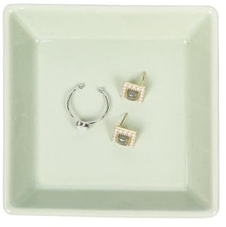Nwvuop Ceramic Jewellery Trinket Dish, Ring Holder Trinket Dish Key Bowl for Hallways Gifts for Women Her(Light Green)