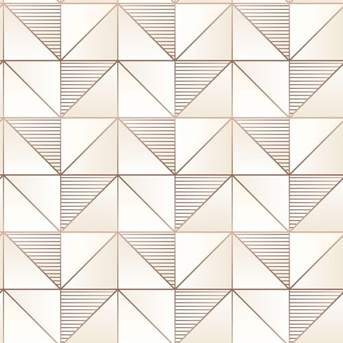 Galerie Geometrix Cream/Rose Gold Cubist Wallpaper Roll