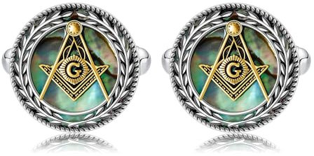 Freimaurerische Manschettenknöpfe für Männer aus Sterlingsilber Freimaurer Manschettenknöpfe aus Abalone Muschel Freimaurer Muttertag Schmuck für Männer