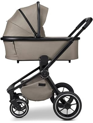 MOON RESEA+ mud, Black, Kombi-Kinderwagen Edition+, mit Wanne und Sportwagen Sitz, bis 22kg, Kollektion 2025