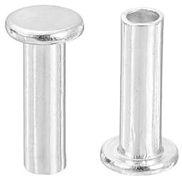 sourcing map 50Pcs Semi Tubular Rivets, 3mm x 10mm Aluminum Round Flat Head Semi-Tubular Rivet Metal Stud Rivet for Industry Household Repairing Fastening, Silver