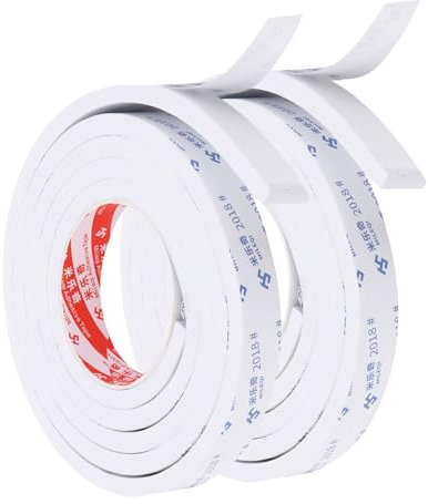 PATIKIL 2m Dichtungsband Selbstklebend, 25mm(B) x 10mm(D) Dichtband für Fenster Türen, Schaumstoff Klebeband 2 Rollen, Weiß