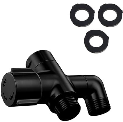 Stanweemix Metal 123 Way Shower Arm Diverter Valve for Hand Shower and Fixed Spray Head, G1/2 Universal Bathroom System Component Replacement Part (Matte Black)