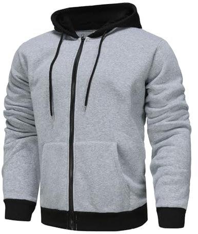 RLEHJN Hoodie Herren Farbblocking Langarm, Sweatjacke Mit Reißverschluss Zip Up Y2K Oversized Lockerer Leicht Sportshirt Jungen Hoody Mit Kapuze Kapuzenpullover Kapuzenjacke mit Kordelband