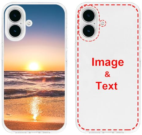 MXCUSTOM Personalised Phone Case for Apple iPhone 16, Customised with Photo Image Text Picture Design Make Your Own Custom Phone Cover [Clear Soft TPU Slim Shockproof] (FXT-CR-P1)