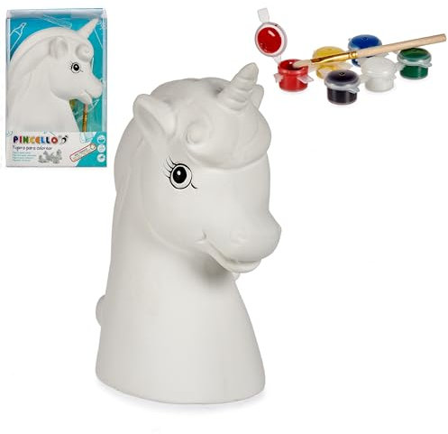 Spardosen Einhorn aus weißer Keramik zum selbst Bemalen H 14,5 cm - Kinderspardose zum Bemalen - Sparbüchsen für Kinder zum Bemalen - Sparschweine zum Bemalen
