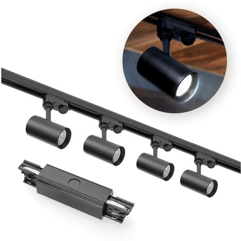 3-Phasen-Schienen-Set NEXTRACK - Schienensystem Komplett-Set 1m+1m Schiene, I ext., 4x Lampe, 2x Sockel SCHWARZ