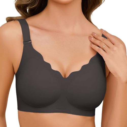 CMTOP Reggiseno Senza Ferretto Donna Senza Cuciture Supporto Completo e Cinghie Regolabili Reggiseni Comodo Morbido Reggiseno Push Up Scollo a V Reggiseno Imbottito Bralette Donna di Base(Nero,M)