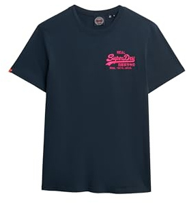 Superdry Herren Lässiges T-Shirt mit aufgesticktem Vintage Logo Finster Marineblau XL