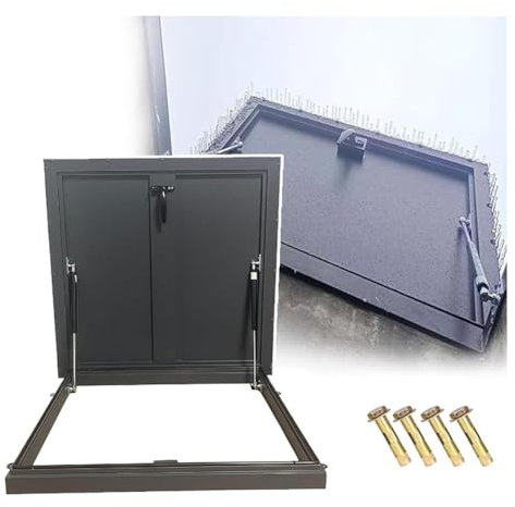 pujindu Dach-Zugangsdeckel, verzinkte Metall-Dachlukenabdeckung mit 90° drehbarem Verriegelungsgriff, Dachbodentreppen-Auslassdeckel für vielseitige Zugangstür (L x B x H): 80 x 80 cm