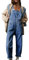 Sukany Women's Casual Denim Jean Overalls Loose Adjustable Straps Baggy Dungarees Bib Romper Jumpsuit Harem Pants Dark Blue XL