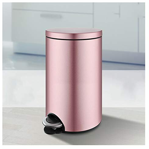 QUSYZD Poubelle de Recyclage Simple en Acier Inoxydable avec Couvercle, à pédale, refermable, Grande capacité, créative, pour la Cuisine, Or Rose, 5 L,Rose Gold-5L