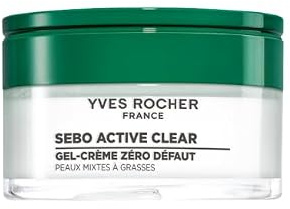 Yves Rocher SEBO ACTIVE CLEAR Gel Creme Null Unvollkommenheiten Mattierend | Reduziert Poren & mattiert – 91 % natürliche Inhaltsstoffe – Gesichtscreme für Mischhaut bis fettige Haut – Gel-Textur 50 ml