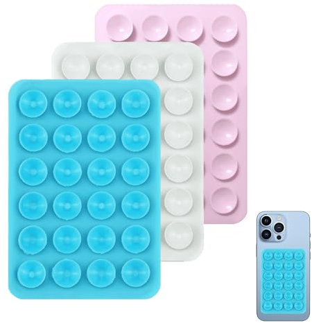 3 Pcs Suction Phone Holder Sticky Case for Wall Silicone Suction Multipurpose Sticky Grip Phone Holder for Wall, Shower, Car