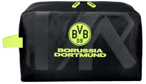 Borussia Dortmund Kulturbeutel, 33 x 18 x 12 cm, Schwarz mit Neon-Gelb, Polyester