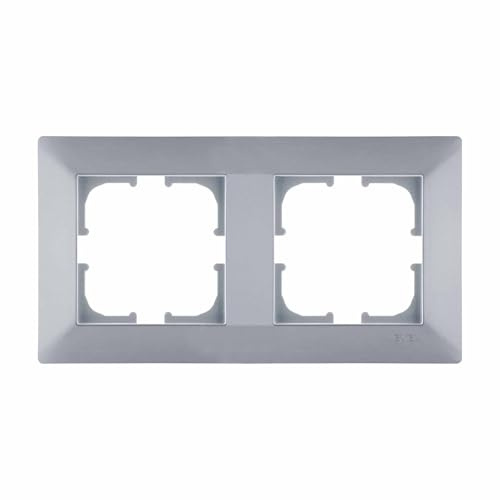 EXEN - Serie ODAK Rahmen 2-fach für Lichtschalter und Steckdose - Panel für Wandlichtschalter und Steckdosen - Silber - 154mm - O102/10E