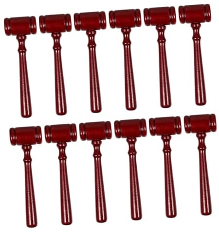 jojofuny 12 Pièces en Bois Gavel en Bois délicat de Marteau d'avocat pour Enfants Petits marteaux battant Mini Gavel Rouge