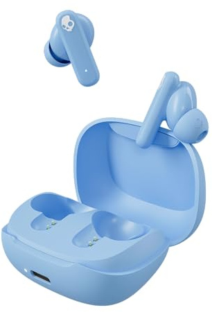 Skullcandy Smokin’ Buds Wireless Earbuds, Bluetooth-Kopfhörer - Hellblau | Schallisolierende Passform, bis zu 20 Stunden Akkulaufzeit, schweiß- und wasserresistent (IPX4)