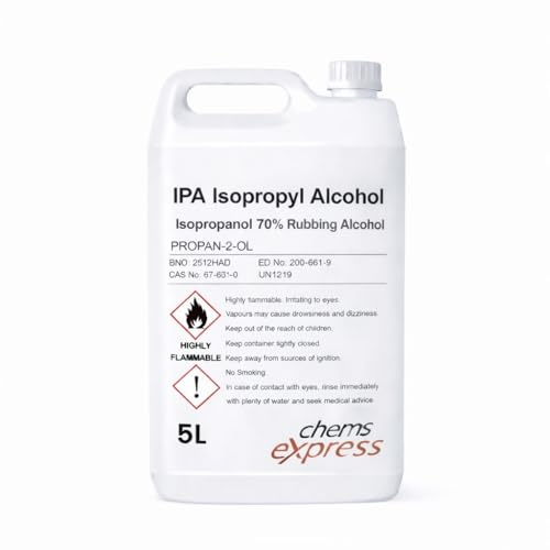 Chems Express 70% Isopropyl Alcohol | 5 litre | Disinfectant | Super Strength IPA Surface Sanitiser | 70% Isopropyl Alcohol | Clear Liquid