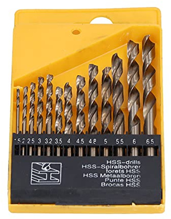 Adfaga Set di punte elicoidali professionali HSS al cobalto, 13 pezzi, punte trapano in acciaio ad alta velocità resistenti al calore, per metallo, legno, plastica, costruzioni do