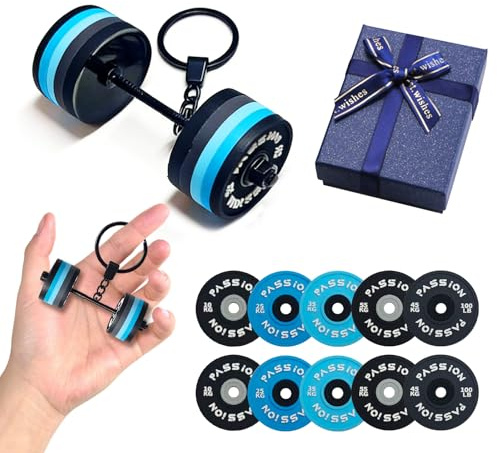 MaNeaz Personalized Fitness Keychain with Removable Dumbbell Plates, Porte-Clé Haltère for Gym & Musculation, Unique Fitness Gift for Lovers & Athletes avec coffret cadeau