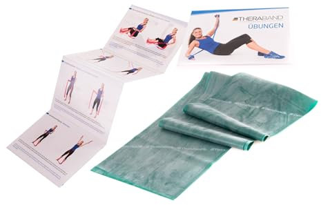 TheraBand Original Fitnessband – 1,5m Resistance Band für Ganzkörpertraining, Kraft & Flexibilität – Ideal für Physiotherapie, Fitness & Sport Grün