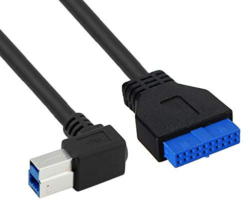 Cablecc à 90 Degrés Angle Gauche USB 3.0 B Type Mâle vers 3.0 Carte Mère 19pin Câble Adaptateur 50 cm