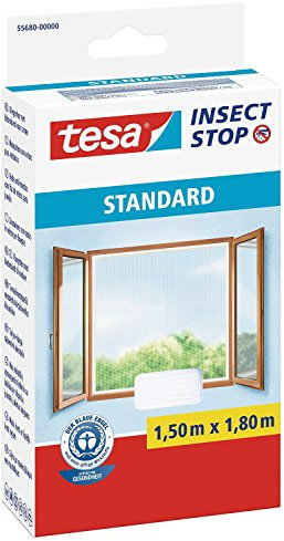 Tesa Fliegengitter für Standard-Fenster, weiß, leicht, 1,5 m x 1,8 m 1,5m:1,8m / 3er Pack Weiß