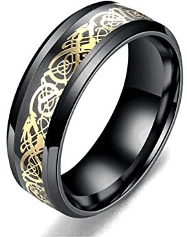 MAGIIE Herren Ring Edelstahlringe/316L Chirurgenstahl keltische Drachen,Größe 60 bis 64 (Gold, 64 (20.4))