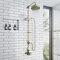 ENKI, Downton, SH0176, Traditional Shower Set with 2 Shower Head Outlets, Telephone Style Cradle & Soap Dish, Twin Thermostatic Shower Valve, Antique Brass Shower Tap