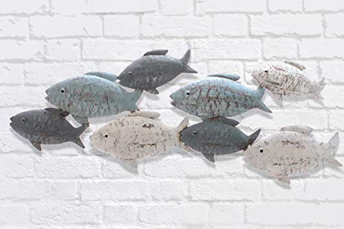 Dio Wanddeko Fische Creme/blau, Metall, ca. 47x 2,5x23 cm