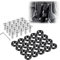 Enmoo 20 Stück Billet Aluminium Kotflügel-Scheiben-Unterlegscheiben-Bolzen Motorraum Dress Up Fastener Kit Lisence Plate Decor Bolzen M6 Bolzen Schrauben Zubehör (schwarz)