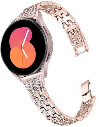 DEALELE Bracelets compatibles avec Samsung Galaxy Watch 7 / FE / 6/6 Classic / 5/5 Pro / 4/4 Classic/Huawei GT3 / GT2 42 mm, bracelet de rechange en métal avec diamant brillant pour homme et femme (or