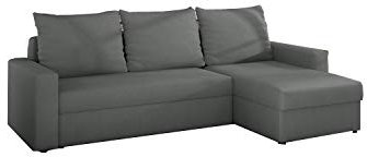 MOEBLO Ecksofa mit Schlaffunktion mit Bettkasten Couch L-Form Polstergarnitur Wohnlandschaft Polstersofa mit Ottomane Couchgranitur - LORENO (Khaki (Alova 10), Ecksofa Rechts)