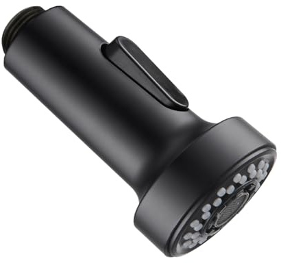 CREA Multi Function Pull Out Kitchen Tap Spray Head Replacement Part, 2 Function Kitchen Sink Tap Sprayer Replacement Nozzle, Kitchen Tap Head Hose Spray Spout, Universal G 1/2-inch Black