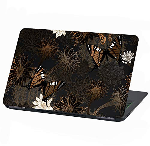 Laptop Folie Cover Abstrakt Klebefolie Notebook Aufkleber Schutzhülle selbstklebend Vinyl Skin Sticker (LP32 Gold Butterfly, 13-14 Zoll)