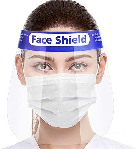 Face Shield Visor x10 GENERISE Protective Full Face Shields - Clear Transparent Anti Droplet Dust Proof Plastic Face Visors