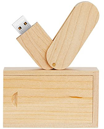 GARRULAX Clé USB 2.0 en bois massif de qualité supérieure, 64 Go, haute vitesse, stockage de données, disque pouce Pendrive (64 Go, érable)