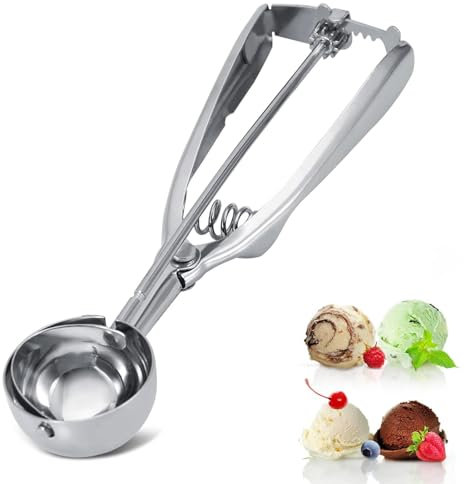 Cyrank Paletta per Gelato in Acciaio Inossidabile,Cucchiaio per Gelato,Cucchiaio Porzionatore Paletta,Porzionatori da Gelato,Porzionatore Gelato Professionale Misura 4cm Polpette Muffin Palla Gelato