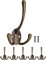 FUXXER® - Antique Coat Hooks, Towel Hooks, Clothes Hooks, Hat Hooks, Wall Hooks in Brass Bronze Design, Vintage Country House Retro, Set of 5