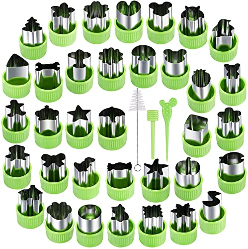 NEW LIVE 35 Pack Cookie Cutters Fruit Cutter Shapes Set Crinkle Cutter