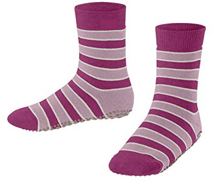 FALKE Unisex Kinder Stoppersocken Simple Stripes K Hp Baumwolle rutschhemmende Noppen 1 Paar, Rosa Gloss 8550, 27/30 EU